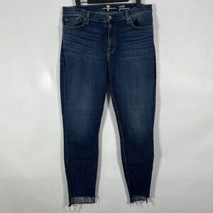 7 For All Mankind Ankle Gwenevere Jeans Womens Size 32 Blue Medium Wash 27” Ins